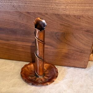 Gregorian solid copper candlestick holder
